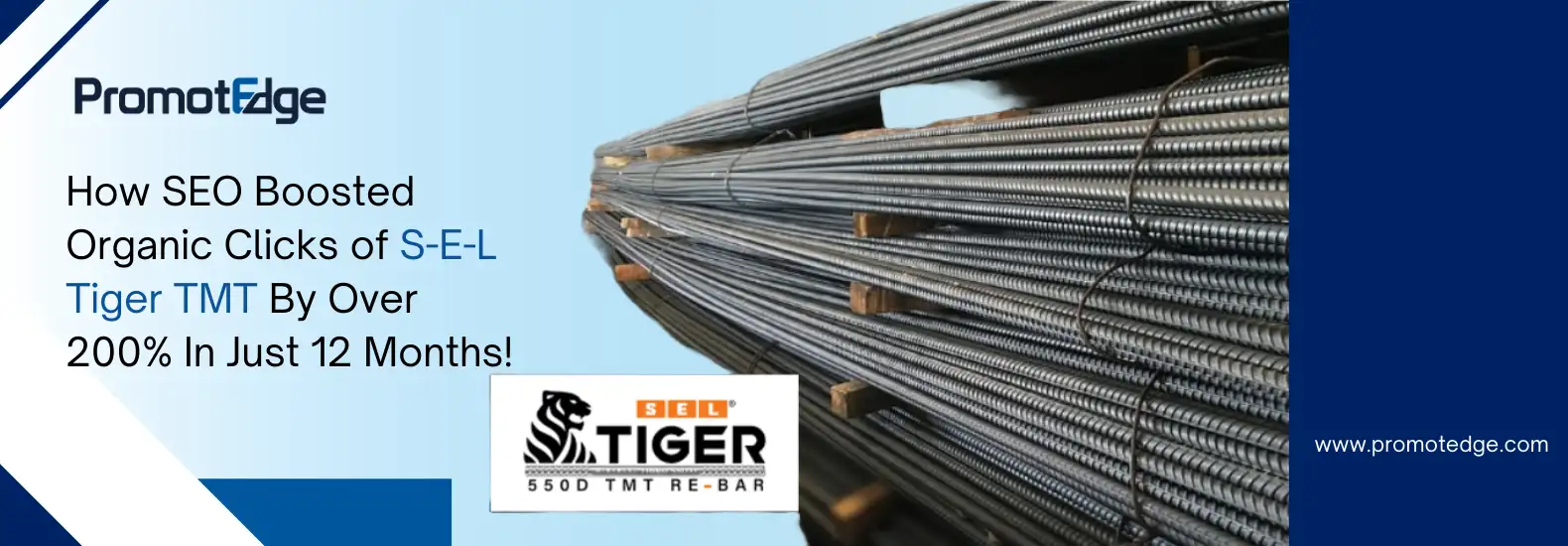 Blog banner image on How SEO Boosted Organic Clicks of S-E-L Tiger TMT