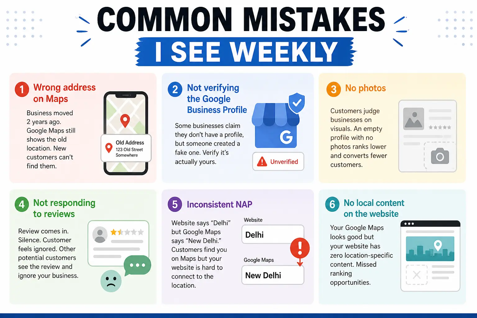 Common Local SEO Mistakes Infographic