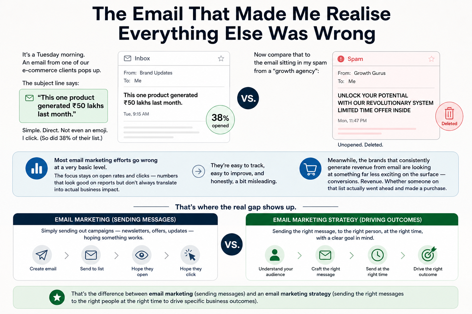 Email Marketing Vs. Strategy Infographic