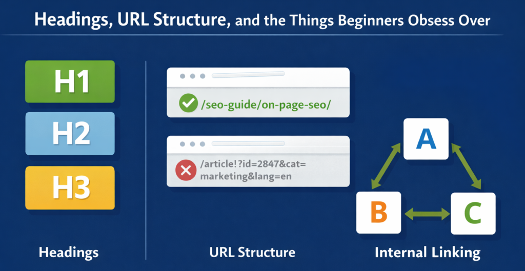 Headings URL Structure And Internal Linking Infographic