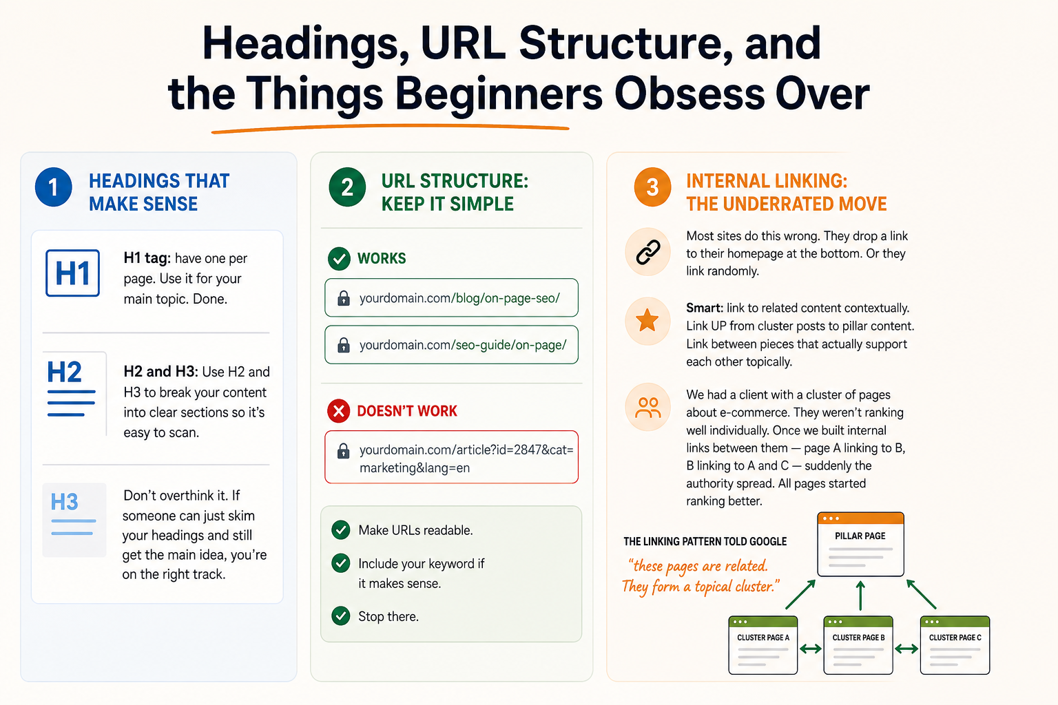 Headings URL Structure And Internal Linking Infographic