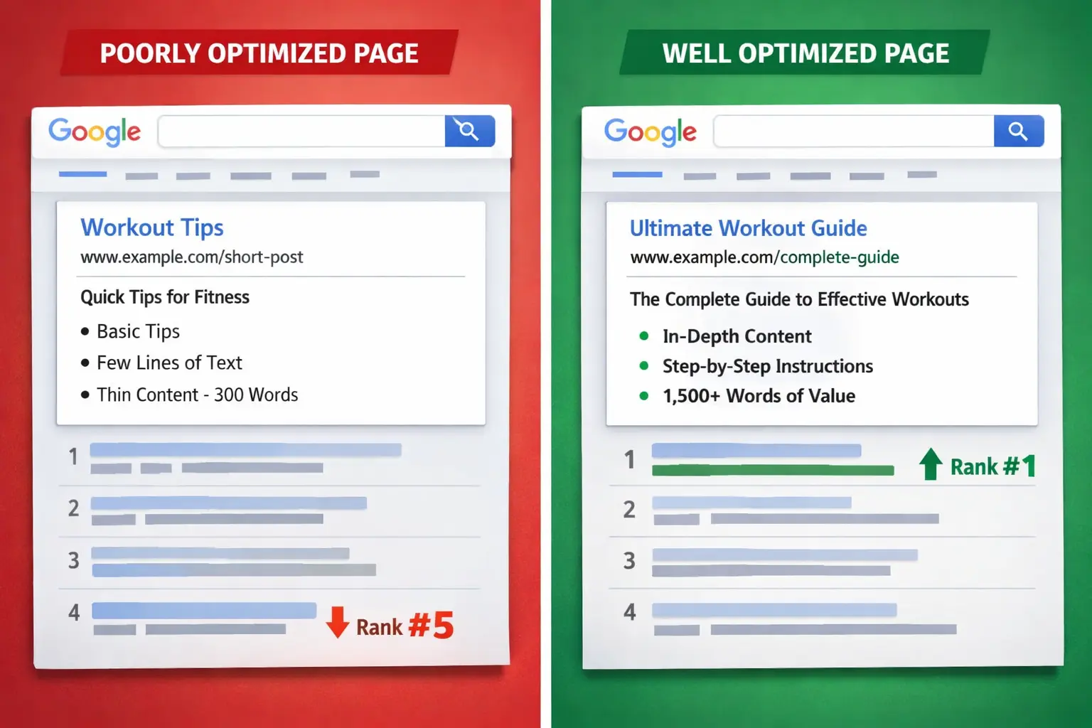 On-Page SEO Comparison: Good Vs Bad