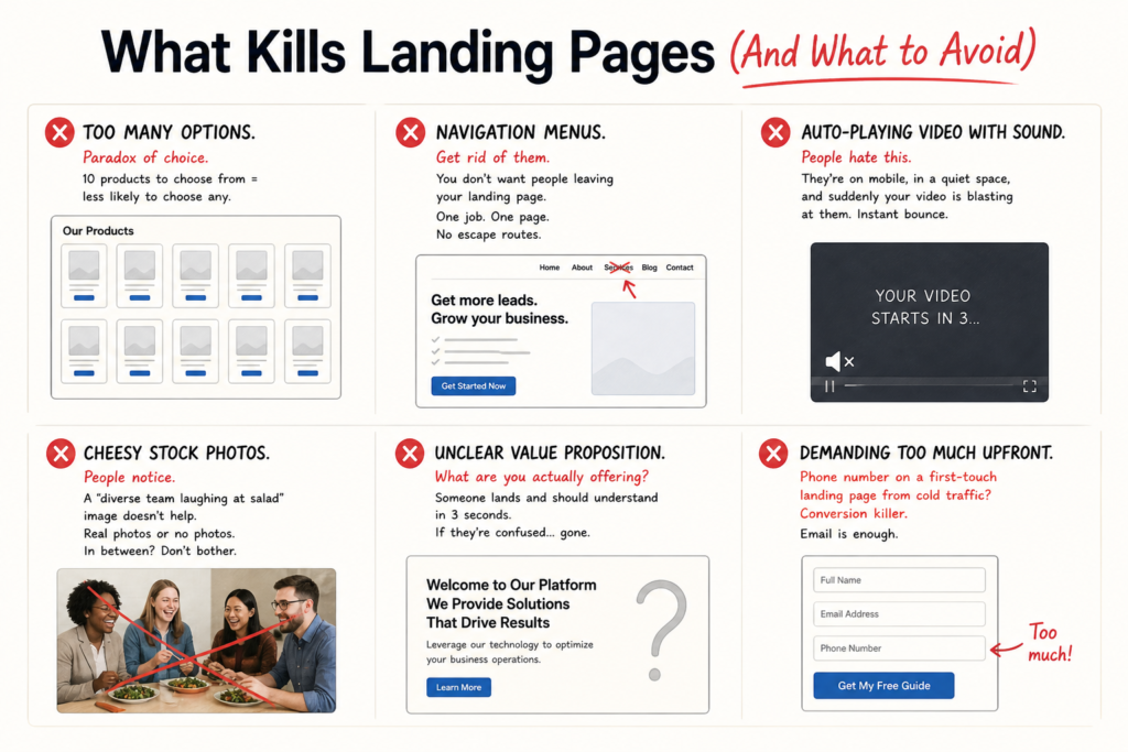 What kills landing page conversion rates