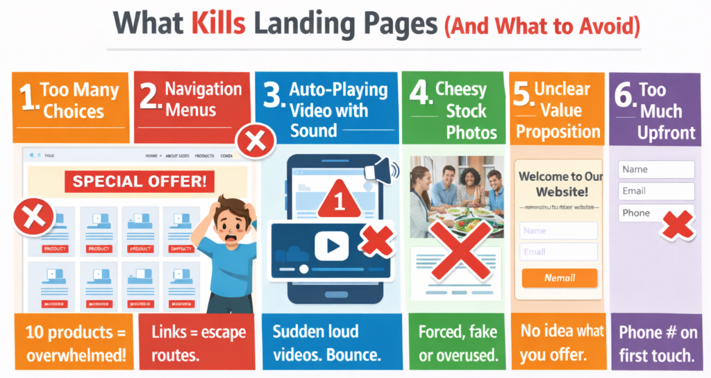 What kills landing page conversion rates