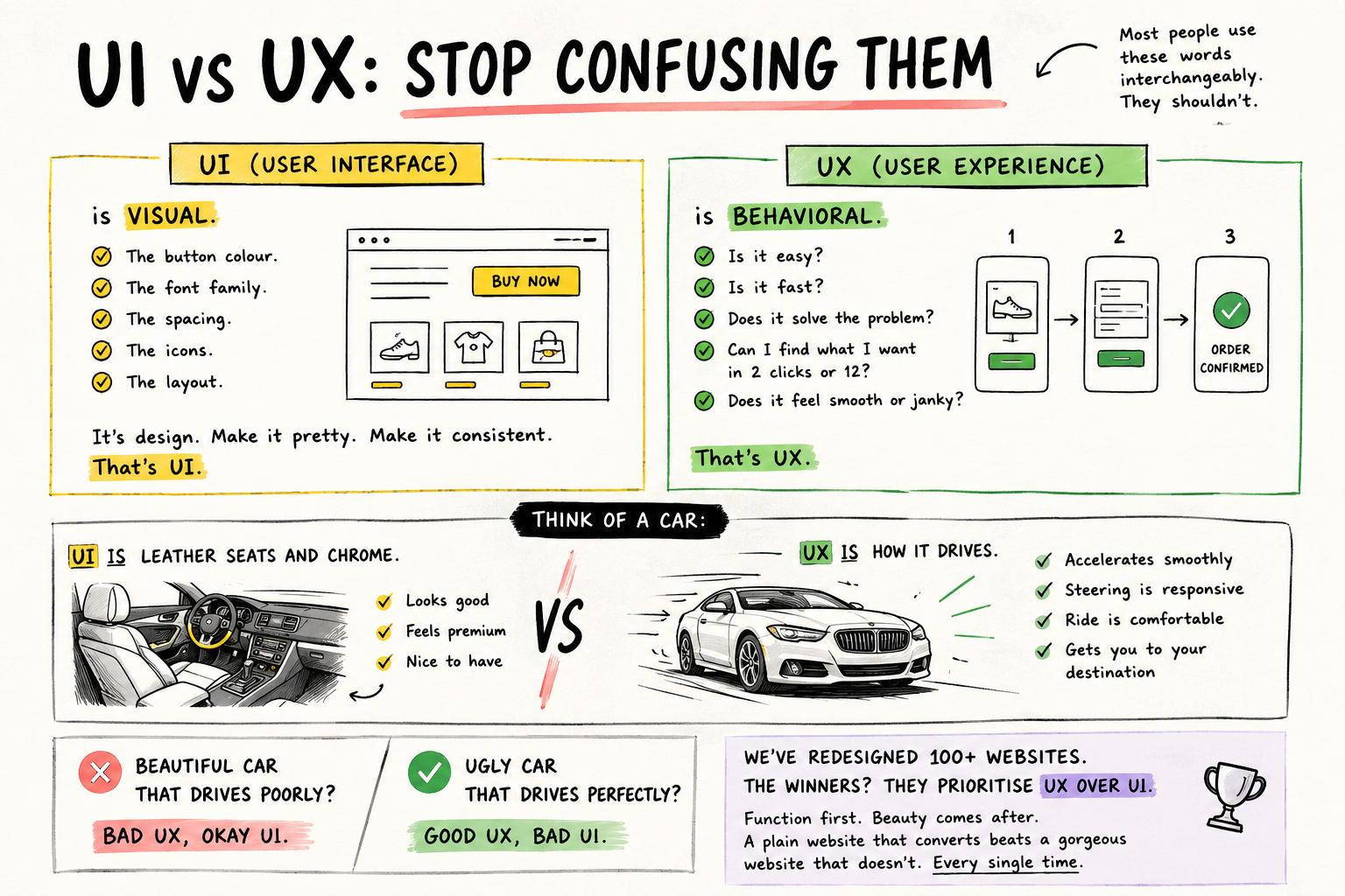 UI vs UX comparison infographic design