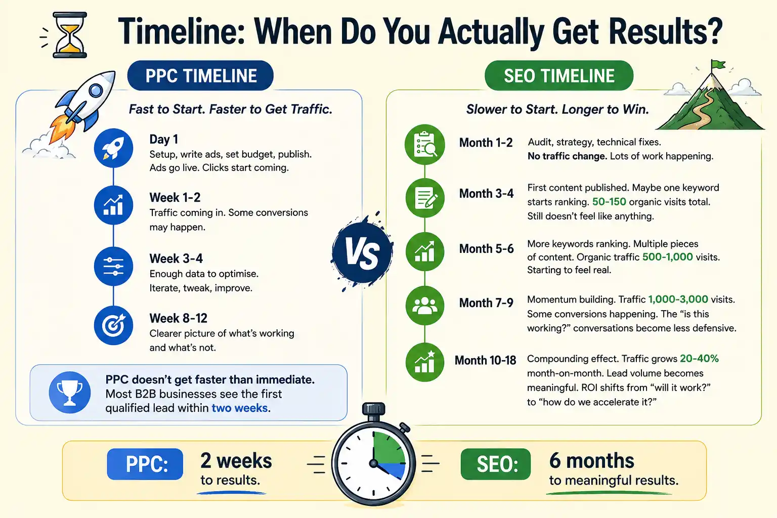 PPC Vs SEO Results Timeline